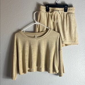 Light Tan Cream Sweater Short Set